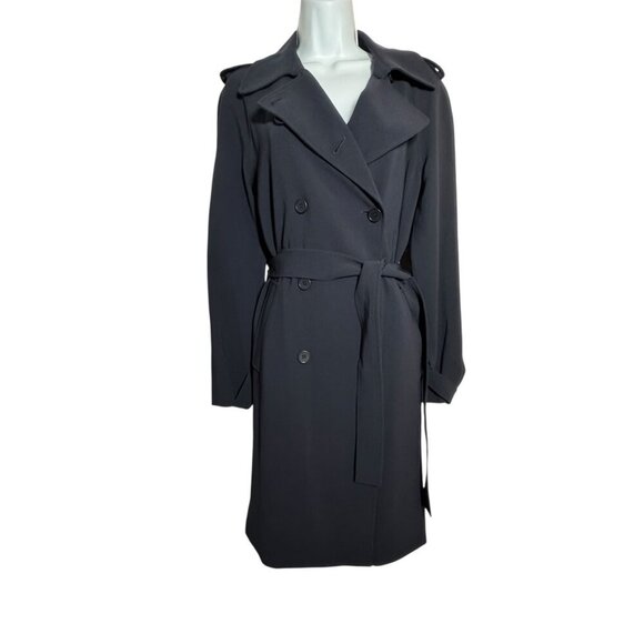 Theory Laurelwood SF Wrap Trench Coat size small Deep Navy Modern Crepe NWT - Picture 1 of 10
